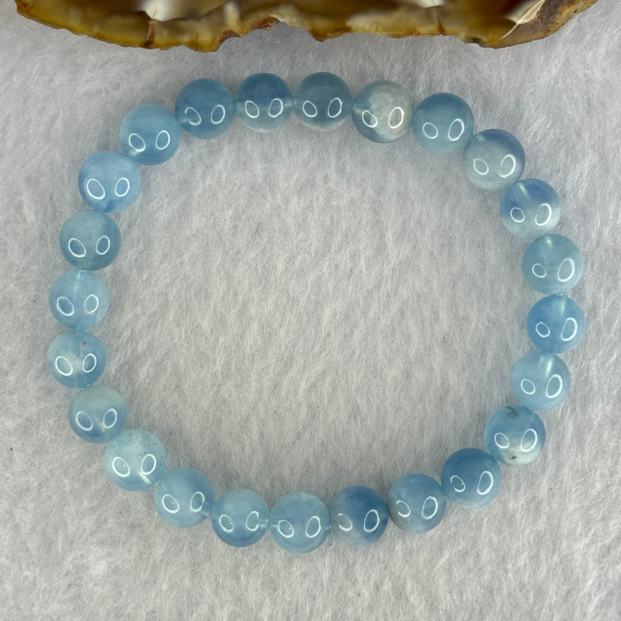 Natural Aquamarine Beads Bracelet 15.09g 15cm 7.8mm 24 Beads