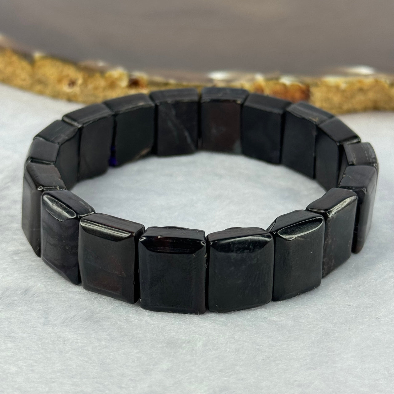 Rare Natural Elite Shungite Bracelet 49.49g 16cm 13.8 by 11.2 by 6.2mm 15 pcs - Huangs Jadeite and Jewelry Pte Ltd