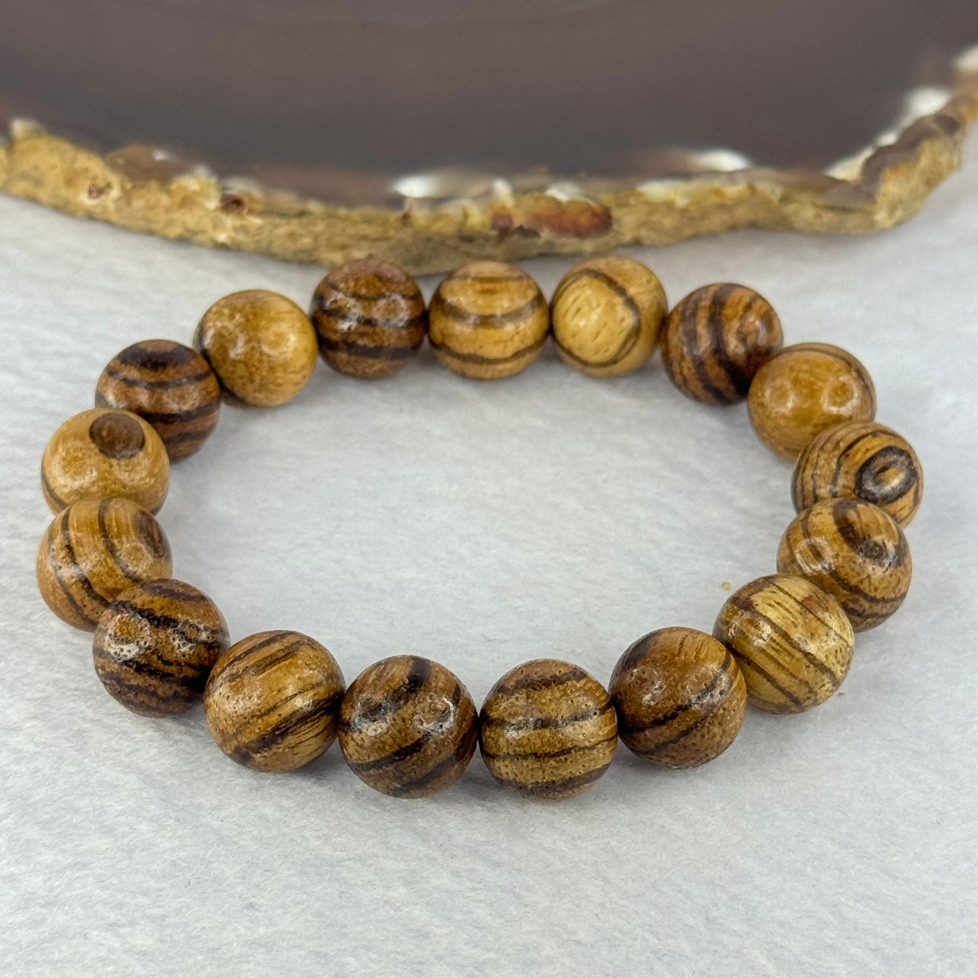 Natural Agarwood Beads Bracelet (Almost no Smell) 沉香木手链11.77g 18cm 12.3mm 17 Beads - Huangs Jadeite and Jewelry Pte Ltd