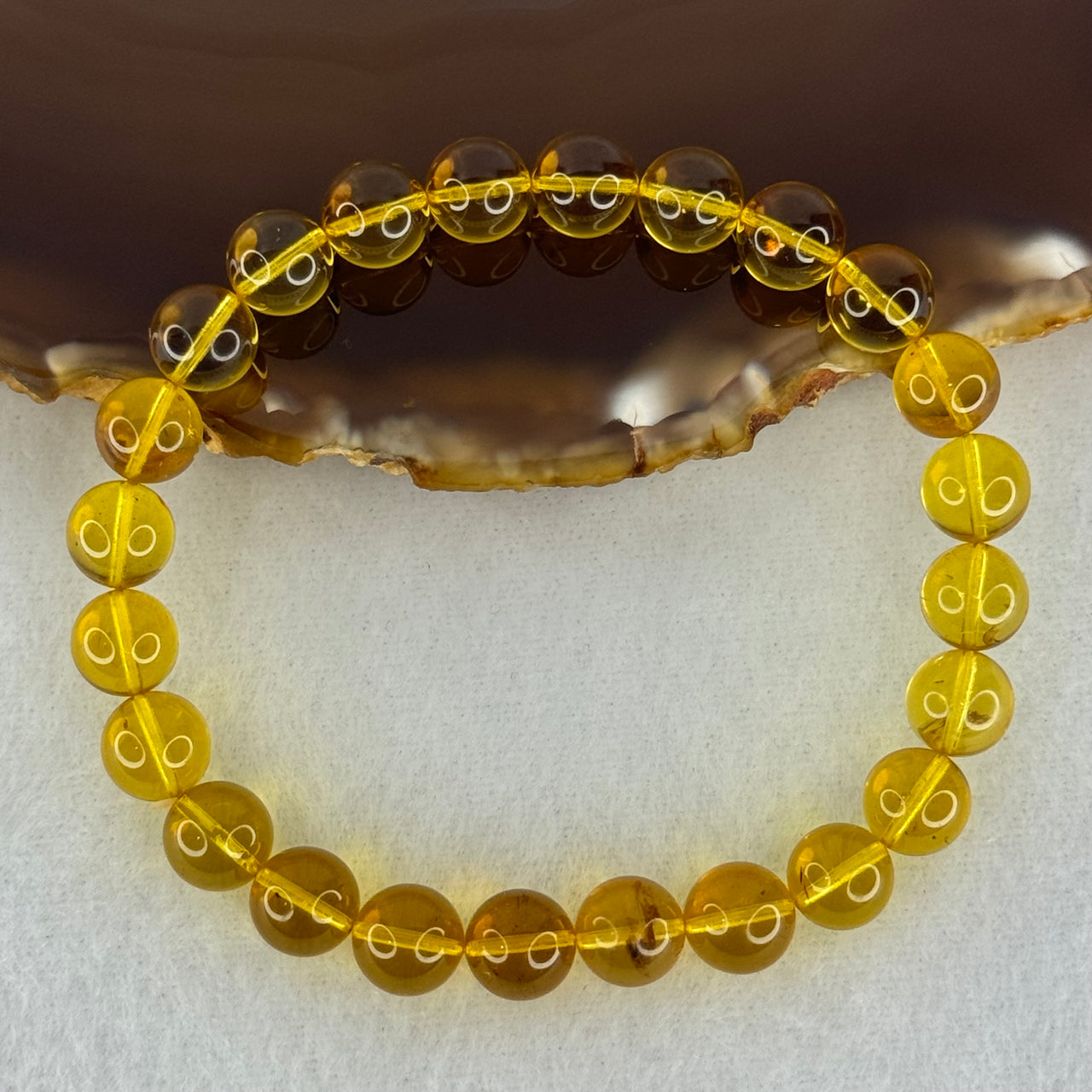 Natural Purple Honey Amber Beads Bracelet 天然紫蜜琥珀手链  6.18g 16cm 7.8mm 24 Beads