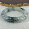 Translucent White with Dark Greenish Black Piao Hua Sodium Feldspar Jade Bangle 天然水沫玉手镯 Internal Diameter 57.9mm 62.98g 14.9 by 9.9mm