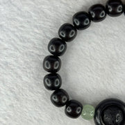 Natural Black Ebony Wood Beads with Movable Pixiu Pair and Coin Bead Bracelet 天然黑檀木珠手链 15.18g 16.5cm 10.0mm 17 Beads - Huangs Jadeite and Jewelry Pte Ltd