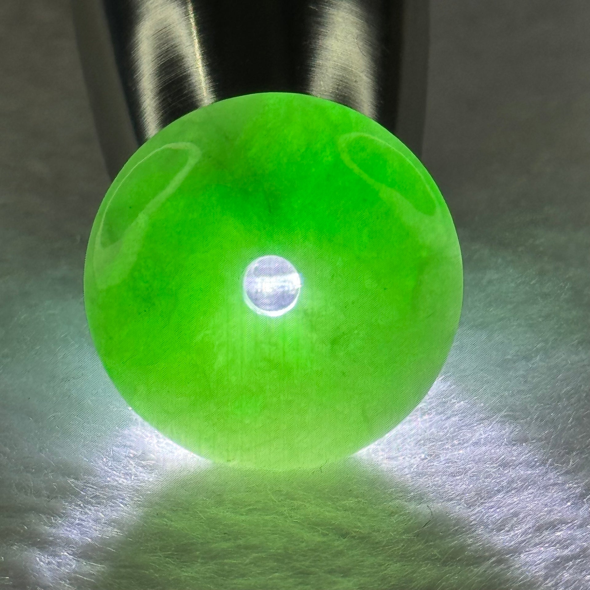 Type A Spicy Green Jadeite Ping An Kou Donut Pendant 8.35g 25.2 by 6.8mm - Huangs Jadeite and Jewelry Pte Ltd