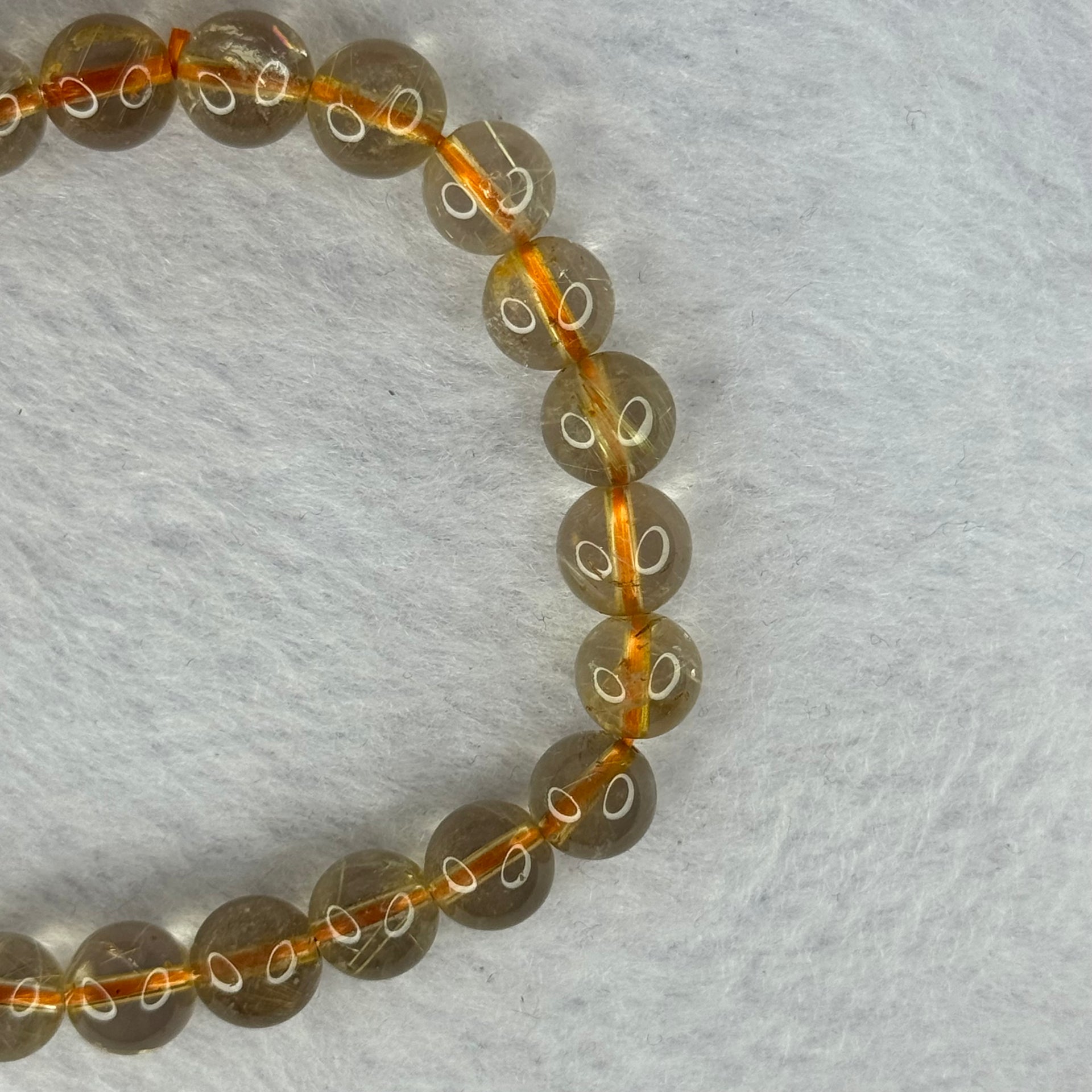 Natural Golden Rutilated Quartz Beads 天然金发水晶手链 14.72g 15cm 7.9mm 24 Beads - Huangs Jadeite and Jewelry Pte Ltd