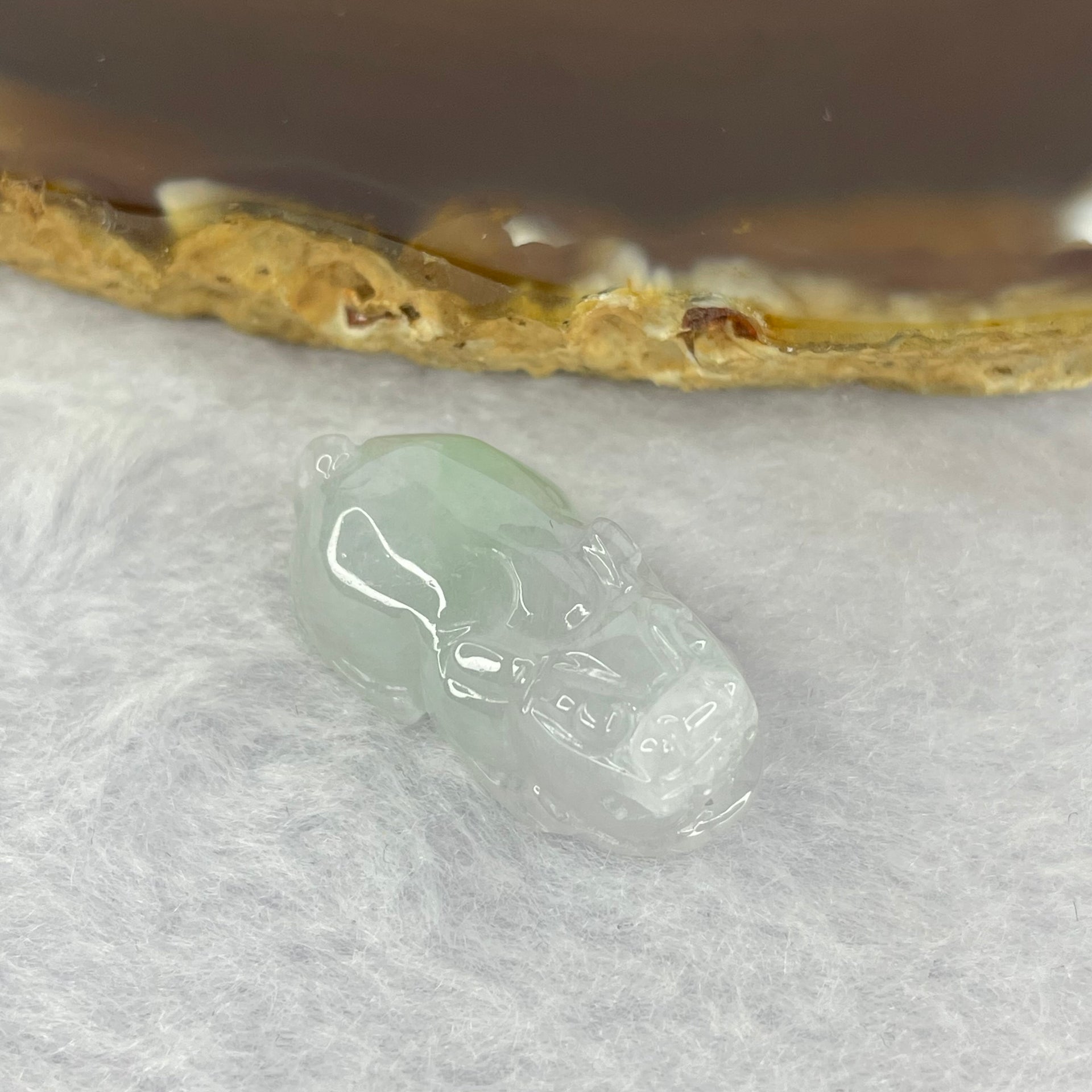 Type A Jelly Light Lavender Green Jadeite Pixiu Pendent A货浅紫绿色翡翠貔貅牌 5.74g 24.0 by 12.6 by 9.4 mm - Huangs Jadeite and Jewelry Pte Ltd