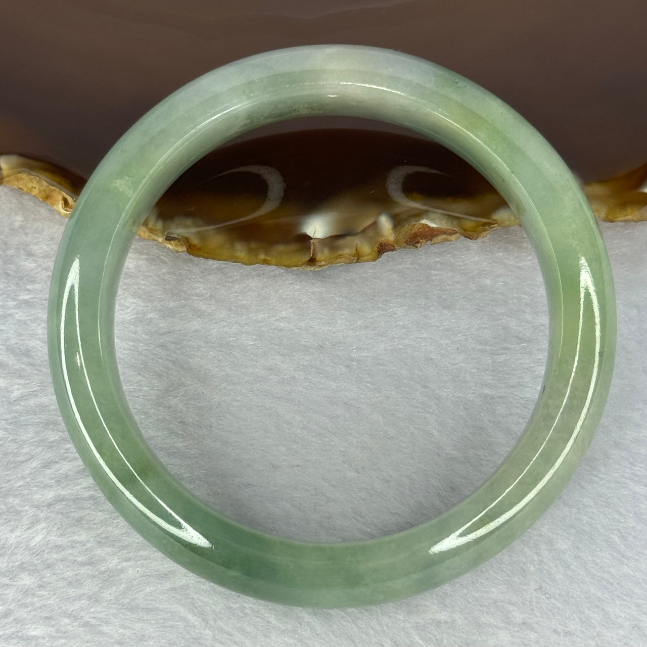 Type A Green with Lavender and Yellow Jadeite Bangle Internal Diameter 55.3mm 59.32g 13.7 by 8.2mm (Very Fine Internal Line)