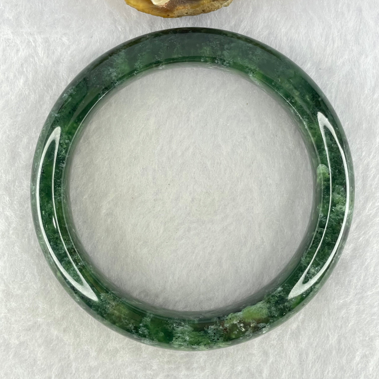 Spinesh Green Sodium Feldspar Jade Bangle Internal Diameter 58.4mm 57.35g 14.0 by 9.9mm (Very Very Slight Internal Line)