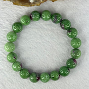 Natural Emerald And Ruby Zoisite Beads Bracelet 35.57g 16.5cm 10.4mm 19 Beads - Huangs Jadeite and Jewelry Pte Ltd