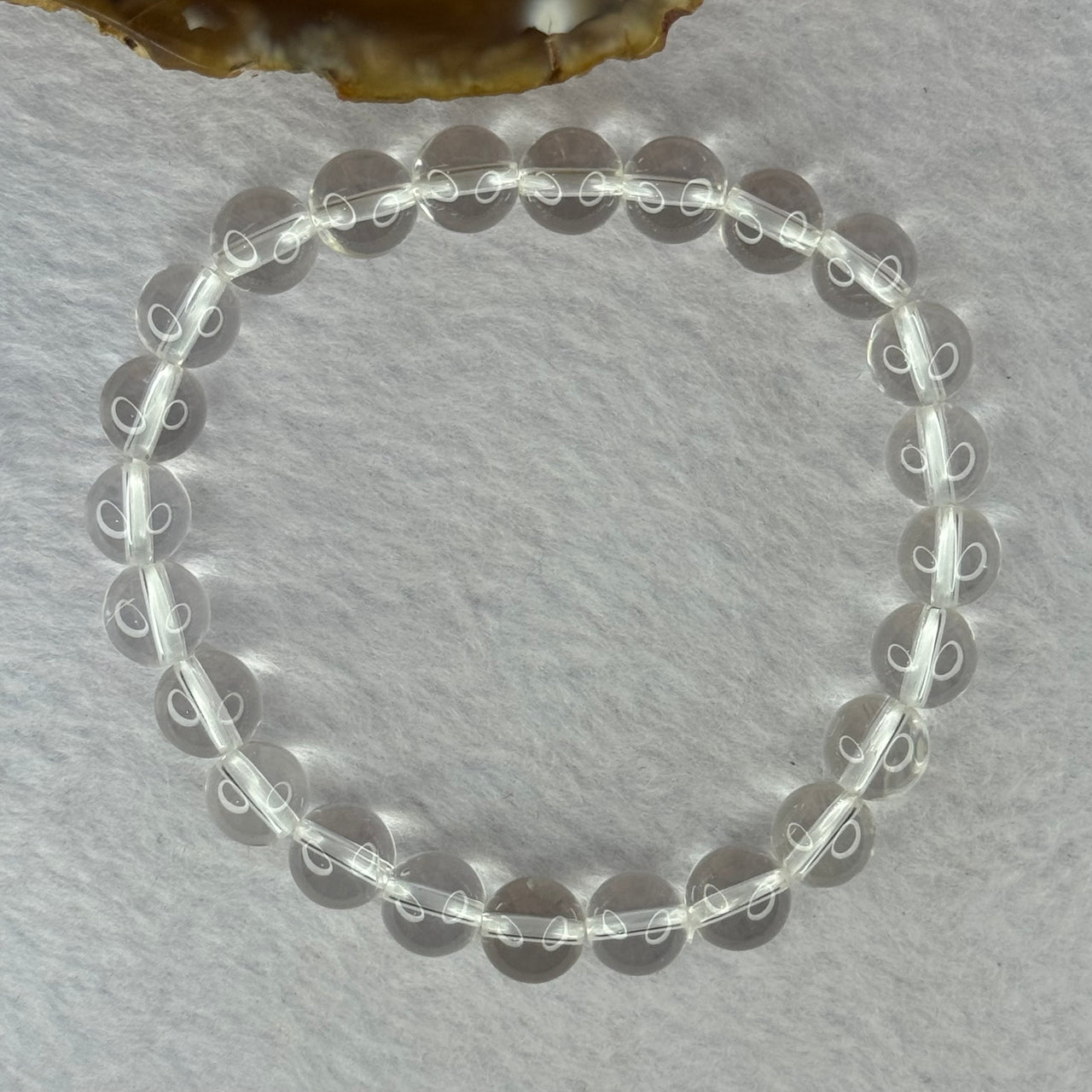 Natural Clear Quartz Bracelet 天然白水晶手链 18.59g 16.5cm 8.4mm 24 Beads