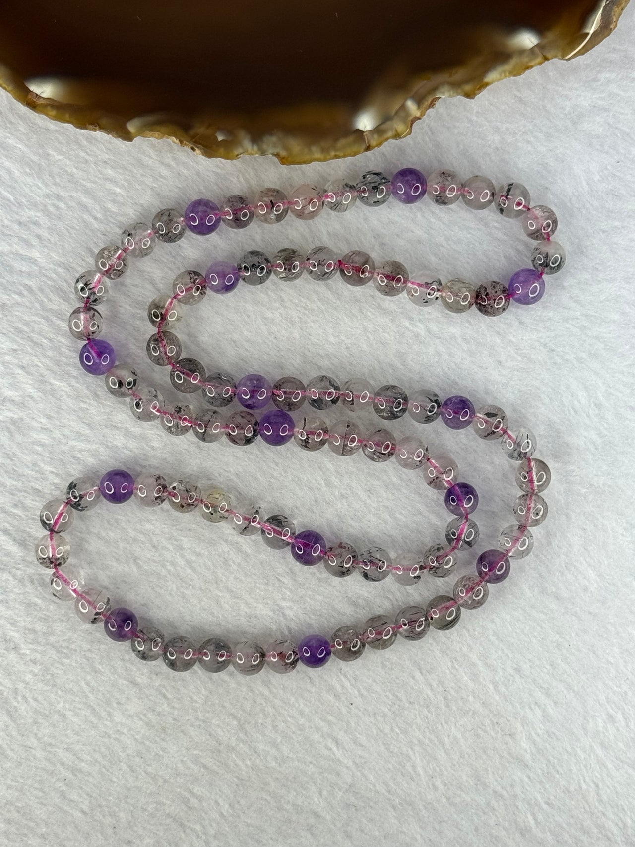 Above Average Grade Natural Super 7 Crystal Beads Necklace 天然超级七水晶珠项链 35.29g 56cm 6.7mm 87 Beads - Huangs Jadeite and Jewelry Pte Ltd