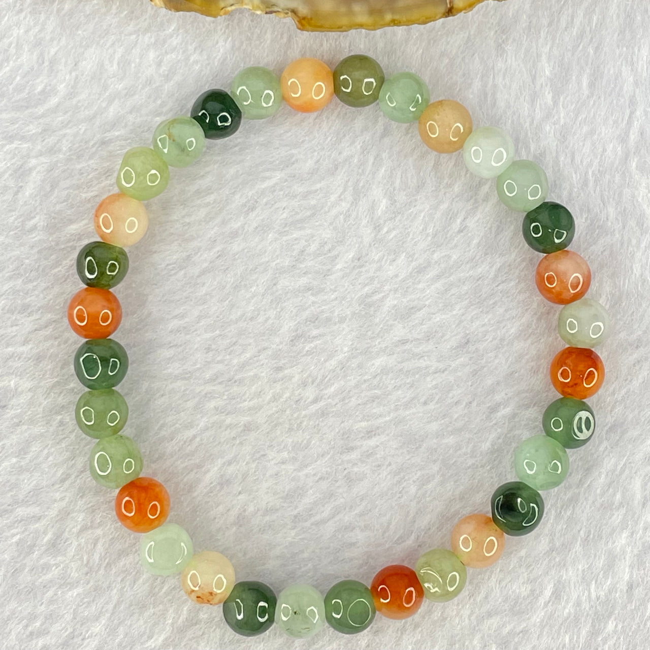 Type A Mixed Color Jadeite Beads Bracelet 9.71g 14.5cm 6.1mm 32 Beads