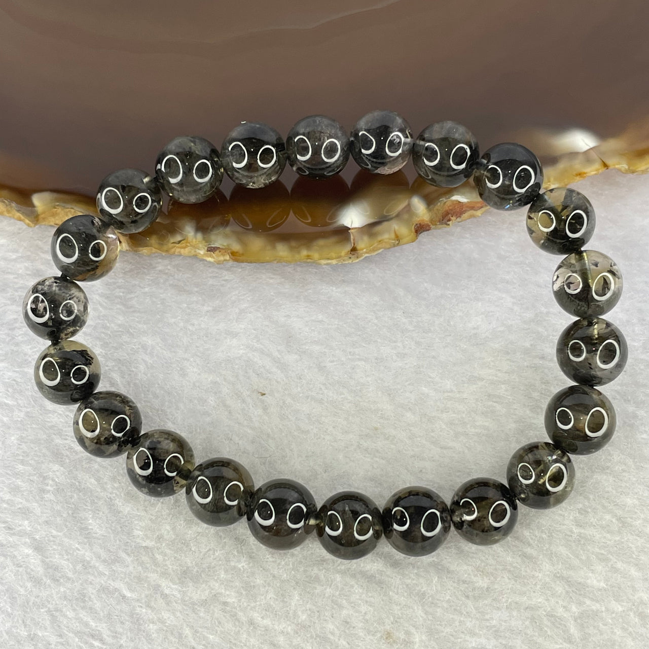 Natural Black Auralite Crystal Bracelet 黑极光手链 20.06g 8.9 mm 22 Beads - Huangs Jadeite and Jewelry Pte Ltd