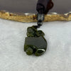 Type A Dark Yellowish Green Jadeite Dragon on Axe Pendent 14.34g 58.8 by 22.0 by 7.7mm