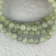 Type A Semi Icy Green with Wuji Grey Piao Hua Beads Necklace 123 Beads 5.6mm 32.67g - Huangs Jadeite and Jewelry Pte Ltd