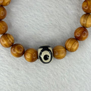 Natural Old Yabai Thuja Wood Beads With 3 Eyes Dzi Bead  Bracelet 老树崖柏三眼天珠手链 11.81g 16.5cm 10.2mm 18 Beads/ 14.1 by 10.9mm 1 Bead - Huangs Jadeite and Jewelry Pte Ltd