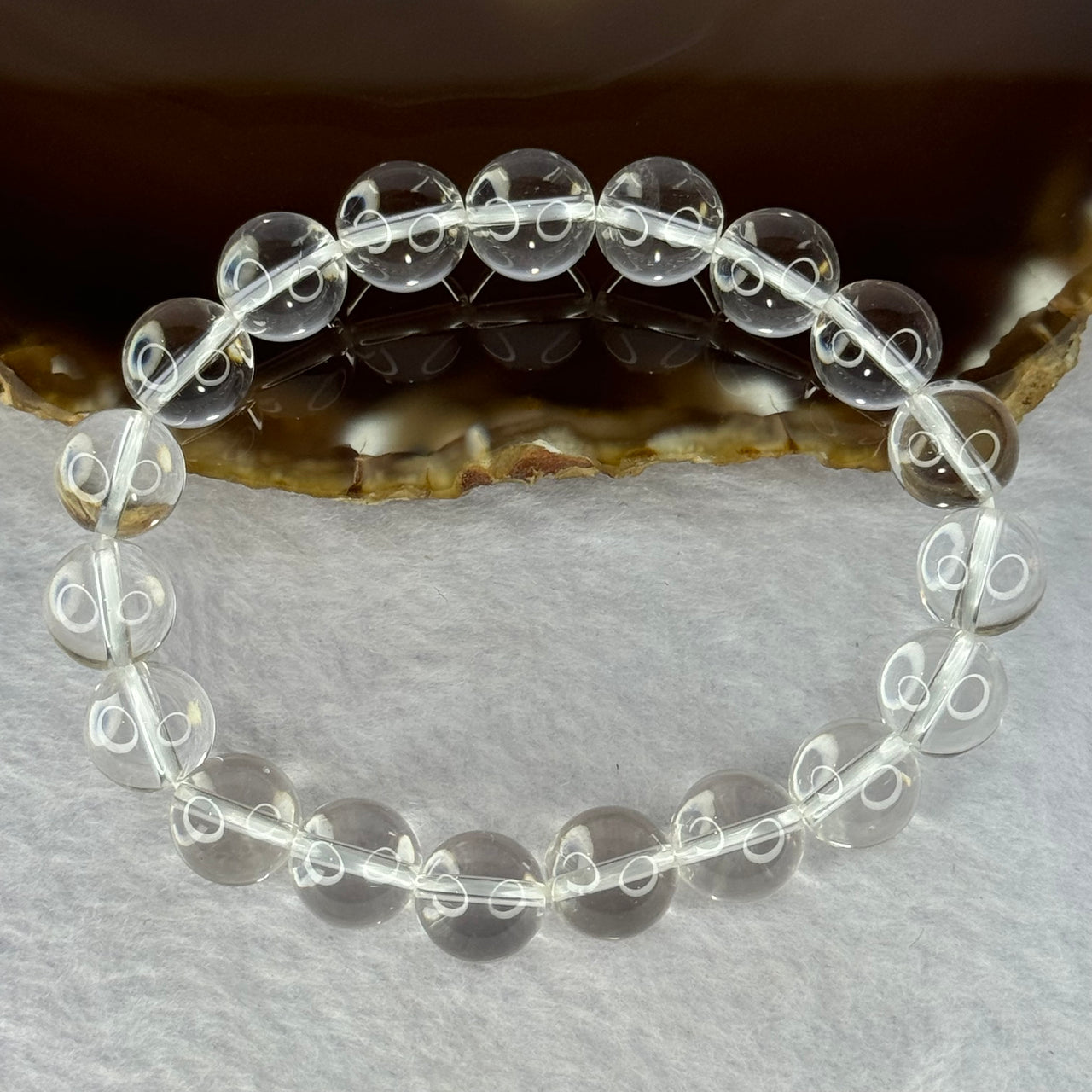 Natural Clear Quartz Bracelet 天然白水晶手链 30.91g 17cm 10.6mm 19 Beads