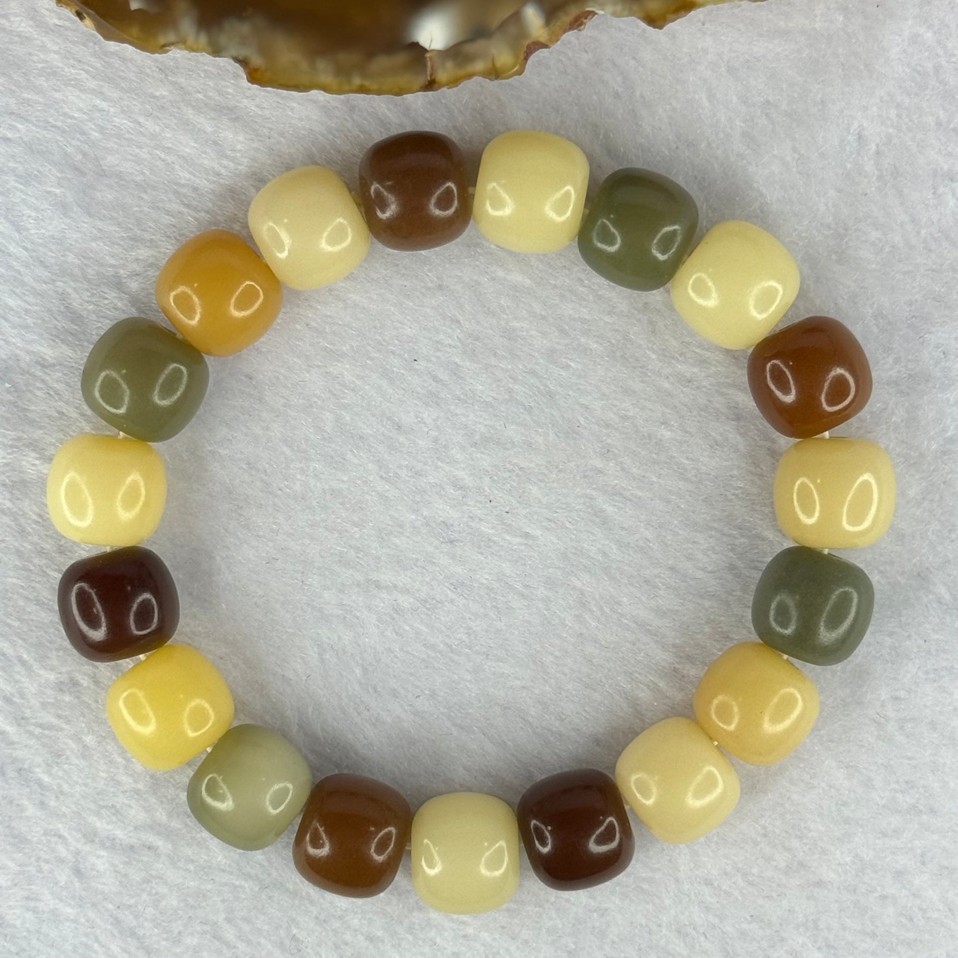 Natural Mixed Color Bodhi Beads Bracelet 天然多宝菩提手链 19.89g 17cm 11.3mm 19 Beads - Huangs Jadeite and Jewelry Pte Ltd