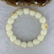 Natural White Color Bodhi Beads in Paw Bracelet 19.89g 16cm 12.8mm 17 Beads - Huangs Jadeite and Jewelry Pte Ltd