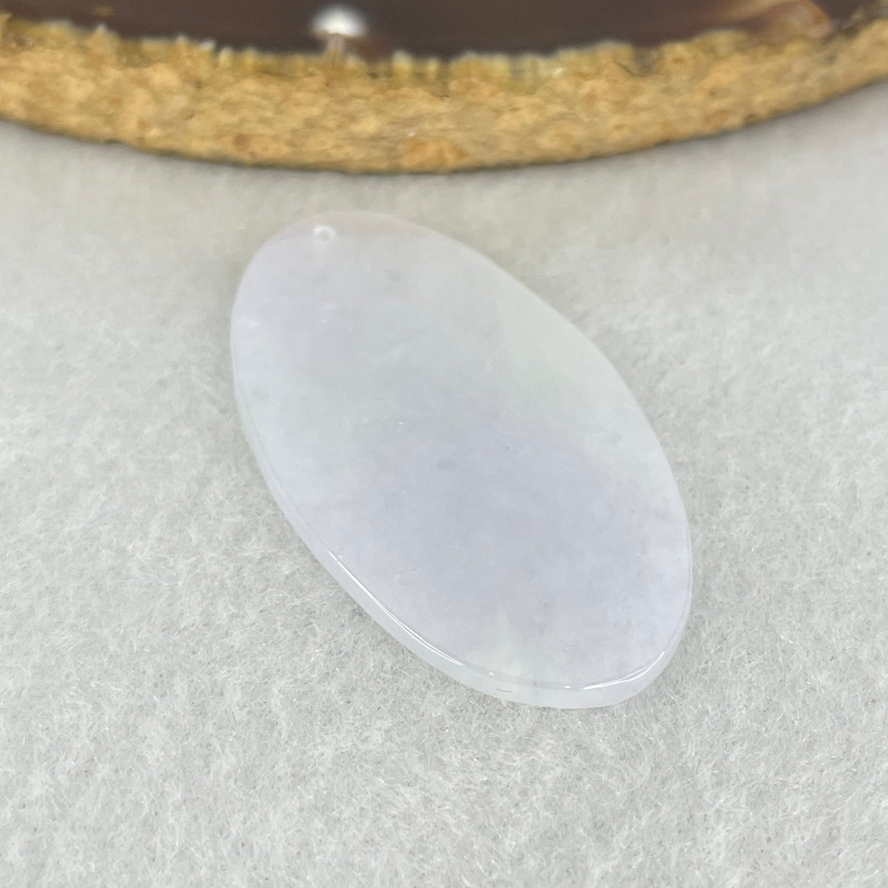 Highly Translucent Type A Faint Lavender Oval Wu Shi Pai Pendant 4.83g 37.3 by 20.9 by 2.6mm (Slight External Rough on Back)