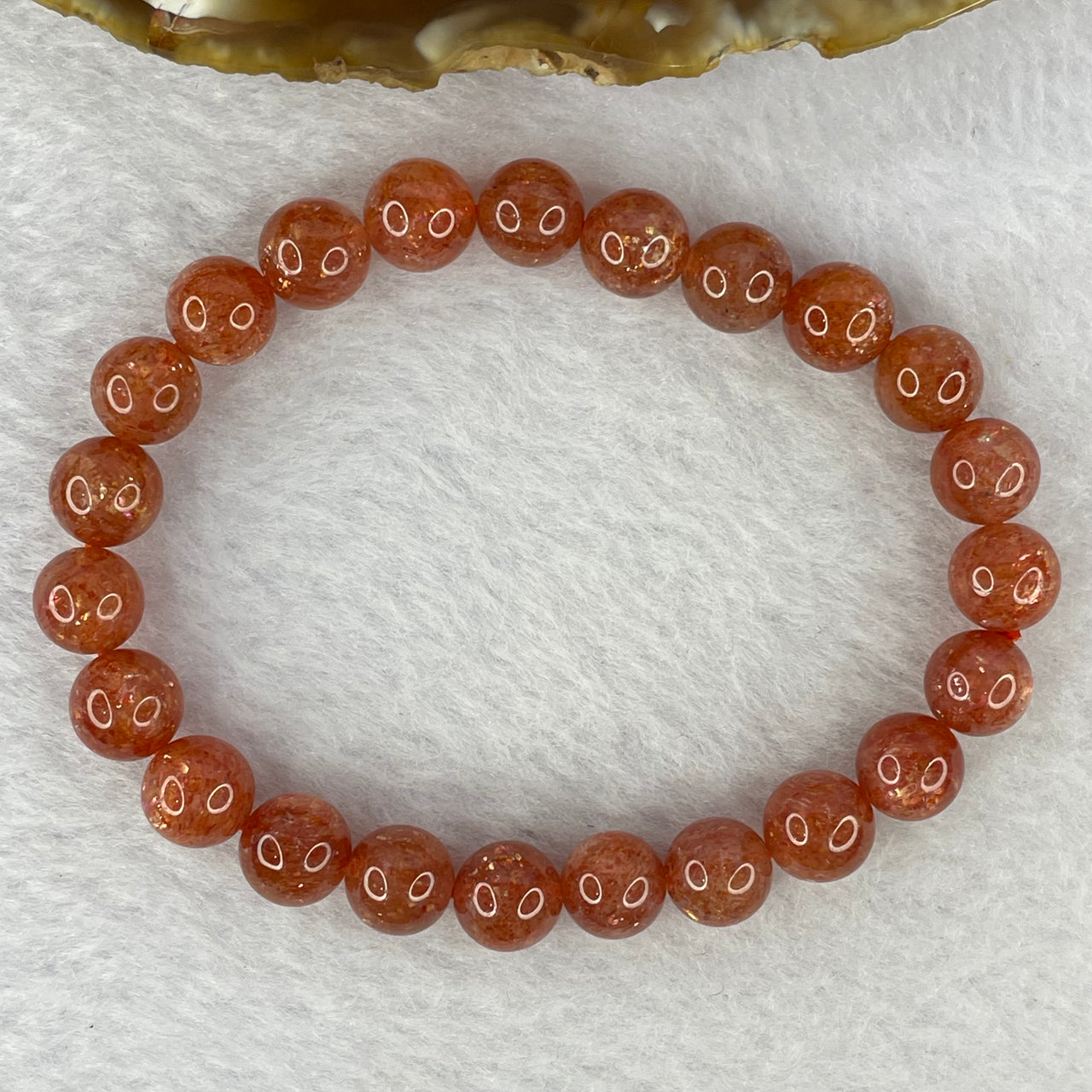 Good Grade Natural Sunstone, Heliolite and Aventurine Feldapar Beads Bracelet 天然金太阳日光石珠手链 17.14g 15.5 cm 8.4 mm 23 Beads - Huangs Jadeite and Jewelry Pte Ltd