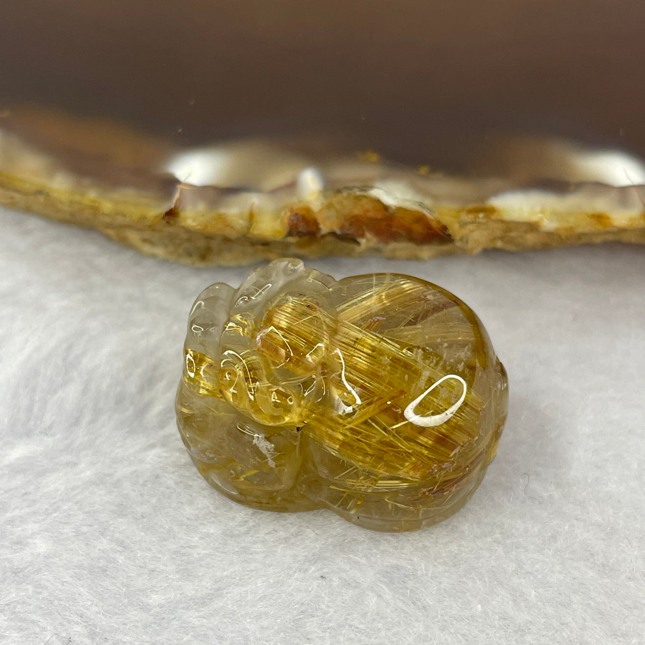 Good Grade Natural Golden Shun Fa Rutilated Quartz Pixiu Charm for Bracelet 天然金顺发水晶貔貅 10.18g 23.9 by 17.2 by 14.3mm - Huangs Jadeite and Jewelry Pte Ltd