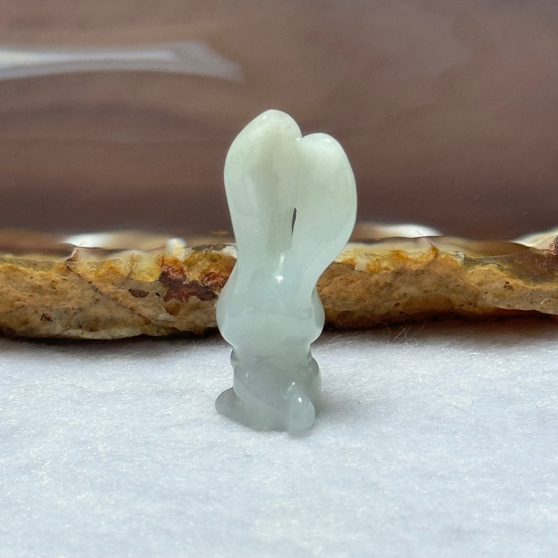 Type A Faint Lavender Jadeite Rabbit Pendant 5.02g 30.7 by 13.2 by 10.3mm - Huangs Jadeite and Jewelry Pte Ltd