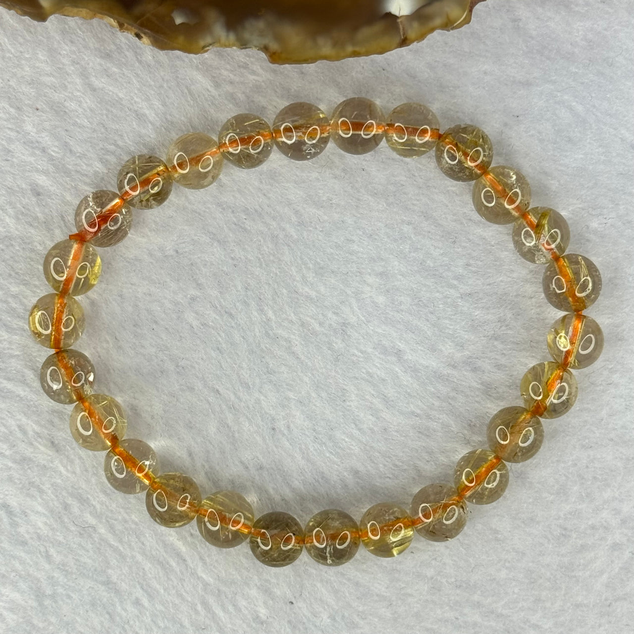 Natural Golden Rutilated Quartz Beads 天然金发水晶手链 12.90g 15cm 7.4mm 26 Beads - Huangs Jadeite and Jewelry Pte Ltd