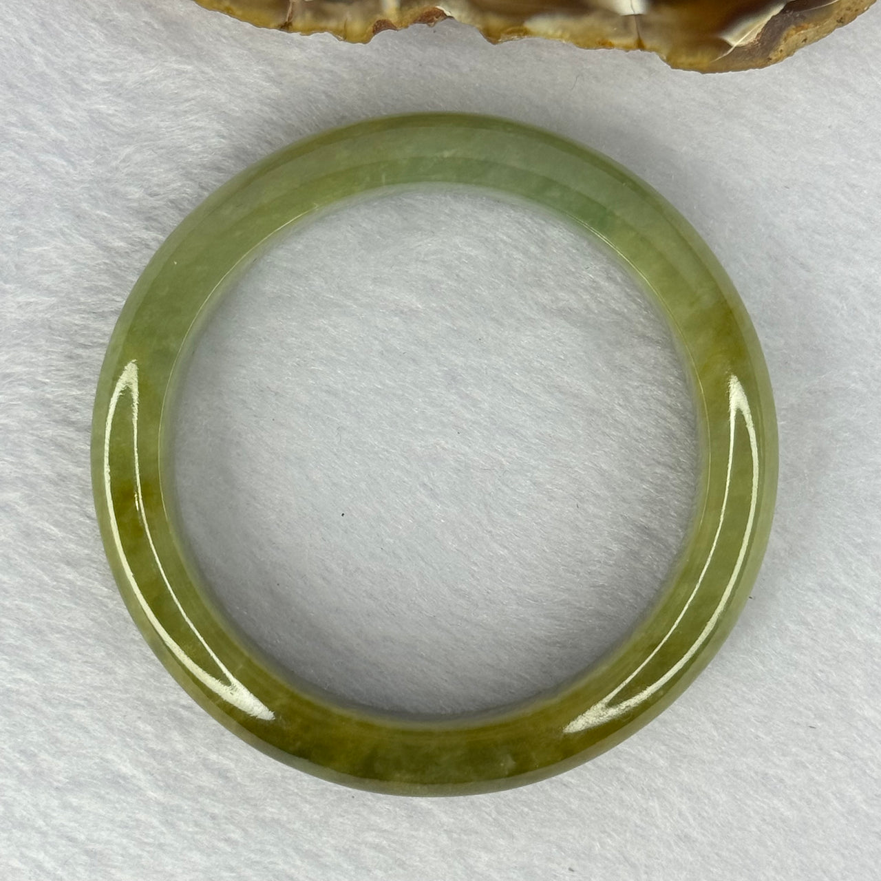 Type A Green with Yellow Brown Jadeite Bangle 55.37g 12.7 by 8.6 mm Internal Diameter 54.6mm (Slight Internal Lines) - Huangs Jadeite and Jewelry Pte Ltd