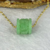 Type A Apple Green Jadeite Lulu Tong Charm in S925 Sliver Gold Colour Necklace 4.80g 12.2 by 13.3mm - Huangs Jadeite and Jewelry Pte Ltd