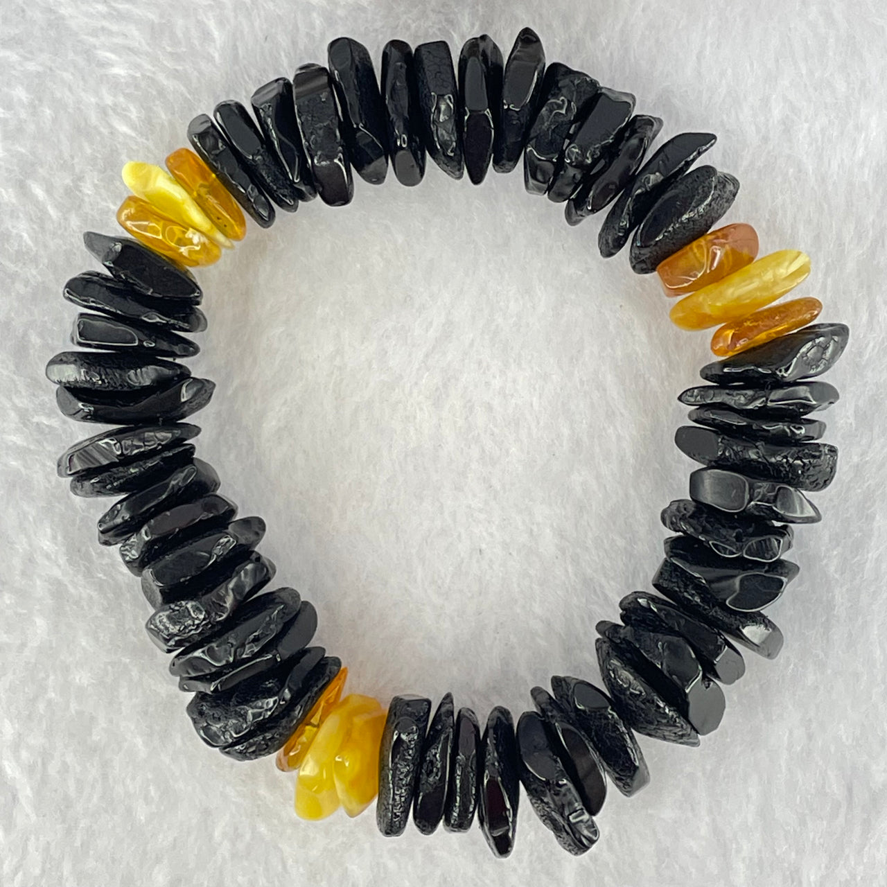 Natural Butterscotch and Blood Amber Irregular Beads Bracelet 29.02g 19cm 16.4 by 13.5 by 6.6mm to 13.5 by 12.9 by 3.7mm 56pcs