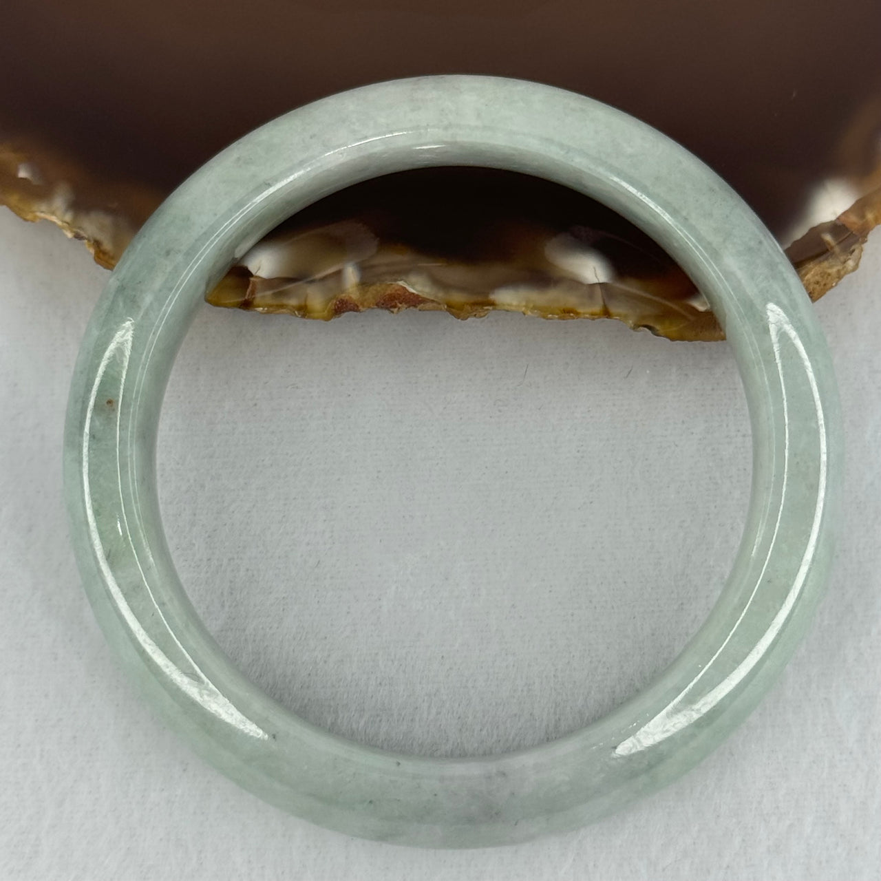 Type A Light Blueish Green Jadeite Bangle Internal Diameter 58.2mm 66.76g 14.3 by 8.9mm (Slight Internal Lines)