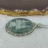 Type A Blueish Green Jadeite Guan Yin S925 Sliver Pendent with Crystals in Sliver Necklace 15.78g 37.6 by 2.0mm