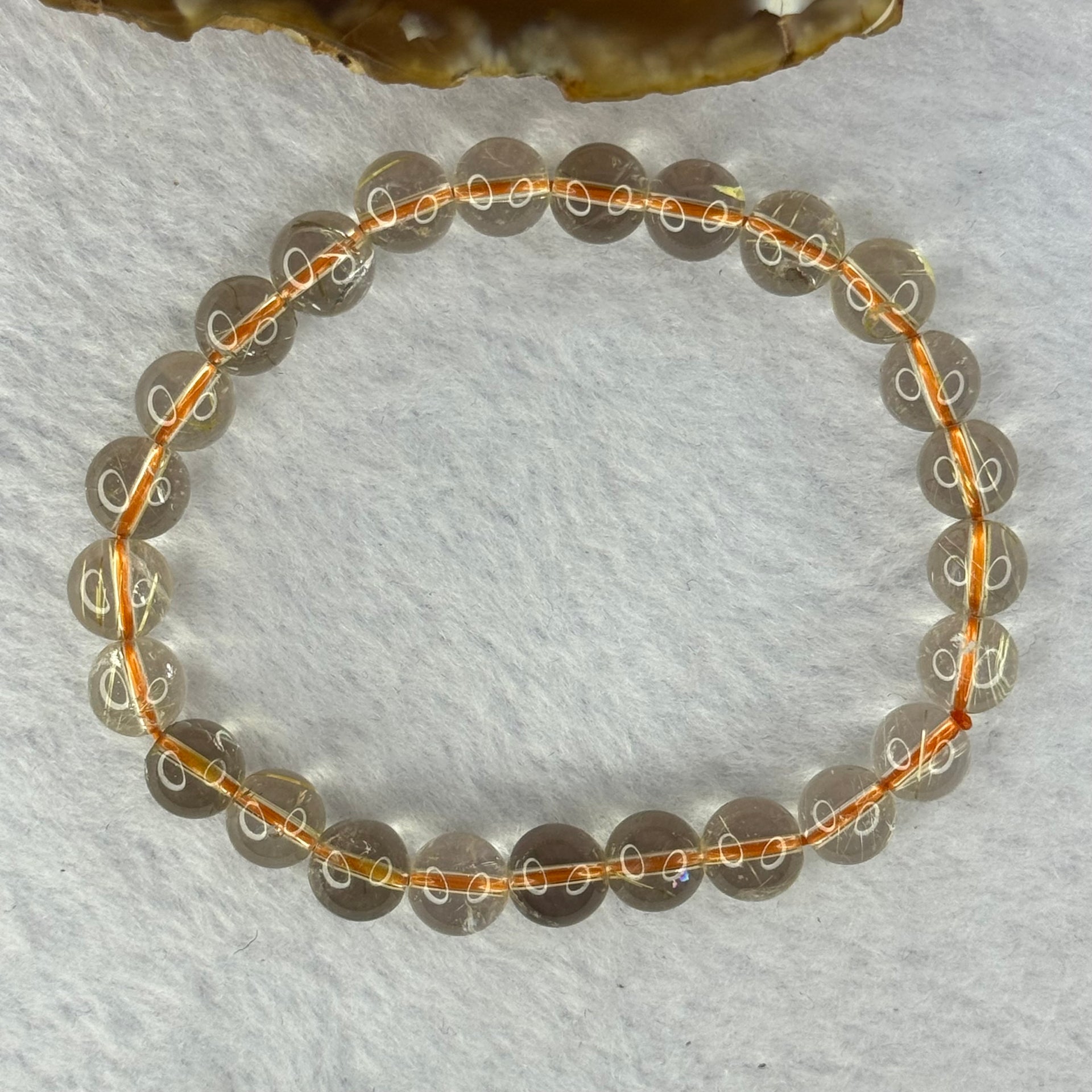 Natural Golden Rutilated Quartz Beads 天然金发水晶手链 15.46g 16cm 7.9mm 25 Beads - Huangs Jadeite and Jewelry Pte Ltd