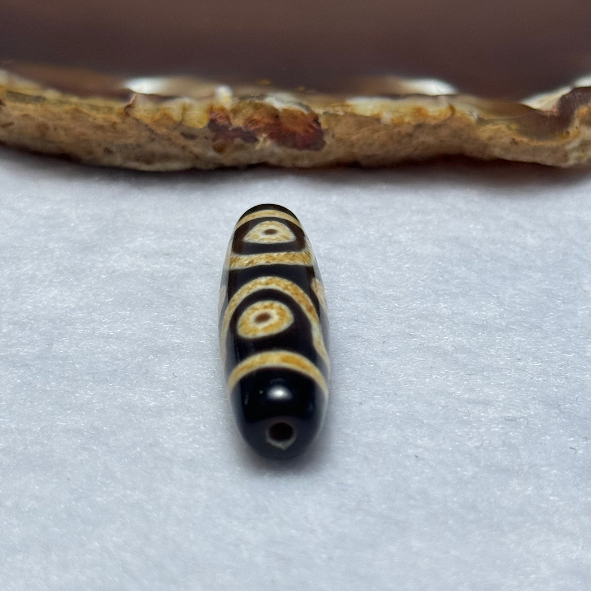 Natural Powerful Tibetan Old Oily Agate 6 Eyes Dzi Bead Heavenly Master (Tian Zhu) 六眼天诛 6.74g 38.4 by 10.9mm - Huangs Jadeite and Jewelry Pte Ltd