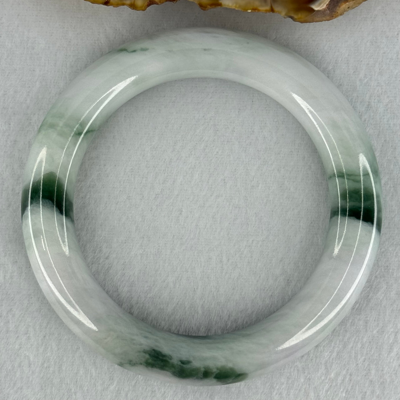 Type A Faint Lavender Green with Blueish Green Patches Jadeite Bangle Internal Diameter 57.0mm 74.41g 12.0 by 11.4mm (Slight Internal Lines）