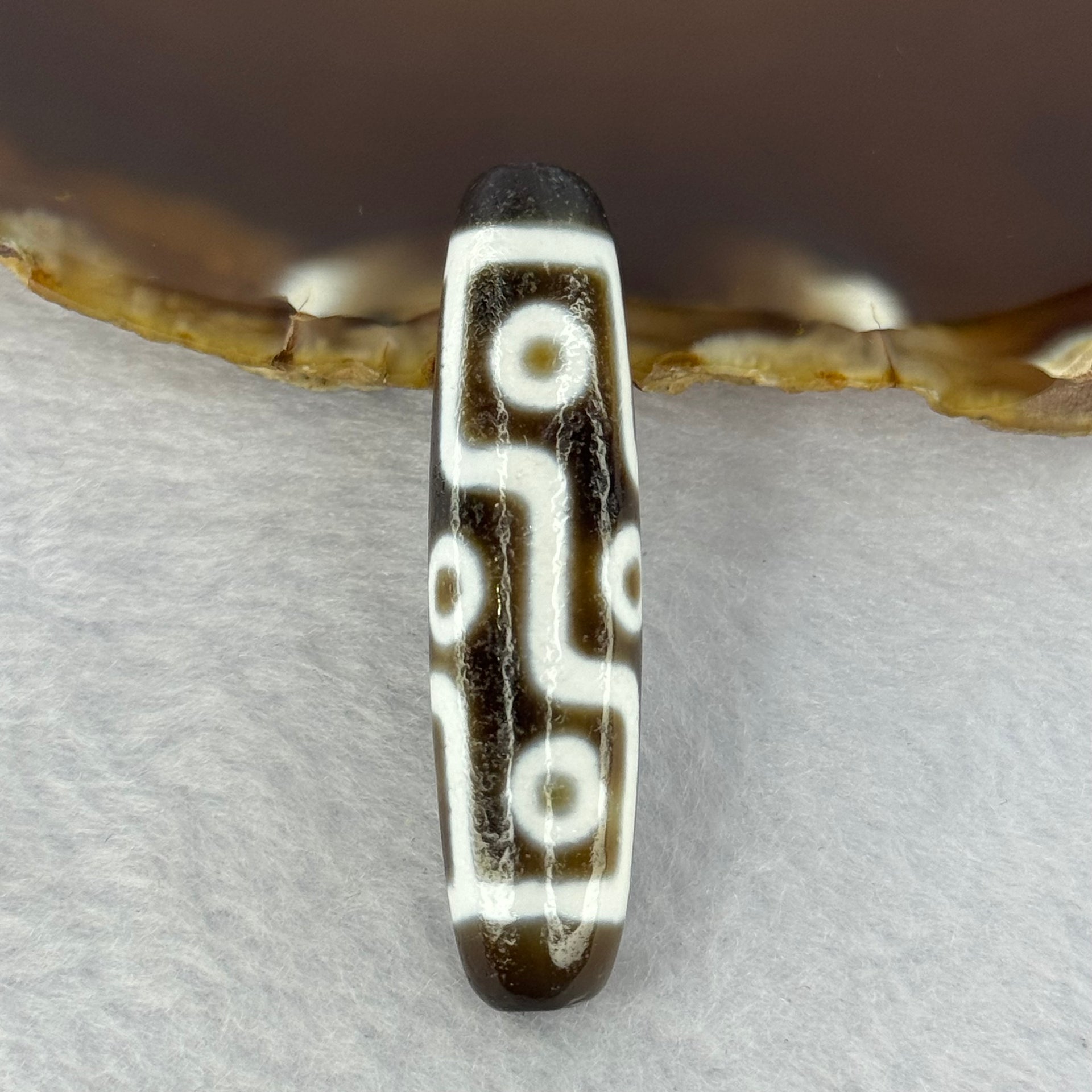 Natural Powerful Tibetan Old Oily Agate 9 Eyes Dzi Bead Heavenly Master (Tian Zhu) 九眼天诛 11.18g 48.8 by 12.3mm - Huangs Jadeite and Jewelry Pte Ltd