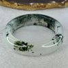 Transparent Colourless with Moss Green Piao Hua Sodium Feldspar Jade Bangle 水沫玉手镯 Internal Diameter 54.3mm 62.59g 16.2 by 9.9mm