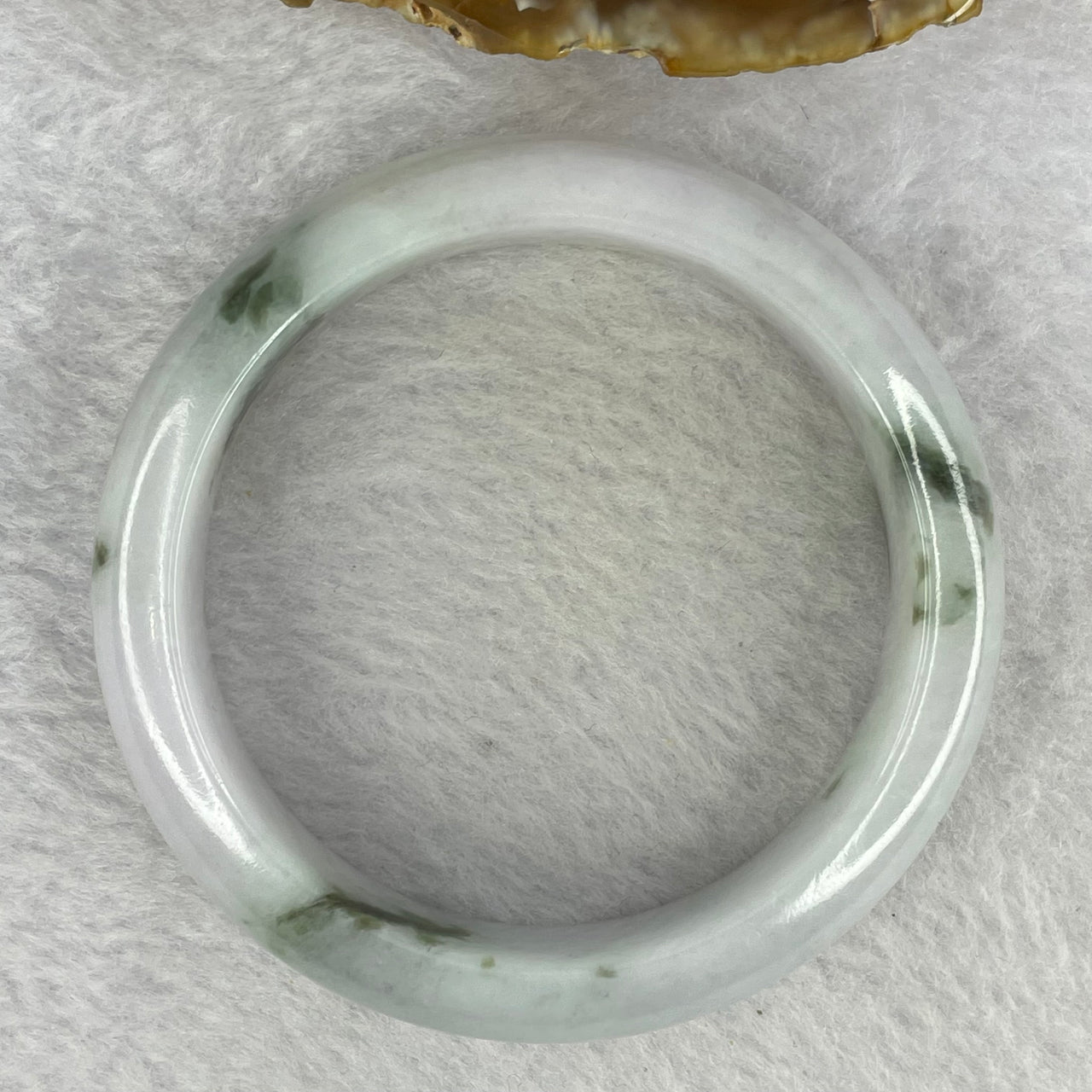 Type A Light Lavender with Dark Green Patches Jadeite Bangle 65.38g Internal Diameter 55.3mm  15.6 by 8.3mm (Very Slight Internal Lines) - Huangs Jadeite and Jewelry Pte Ltd