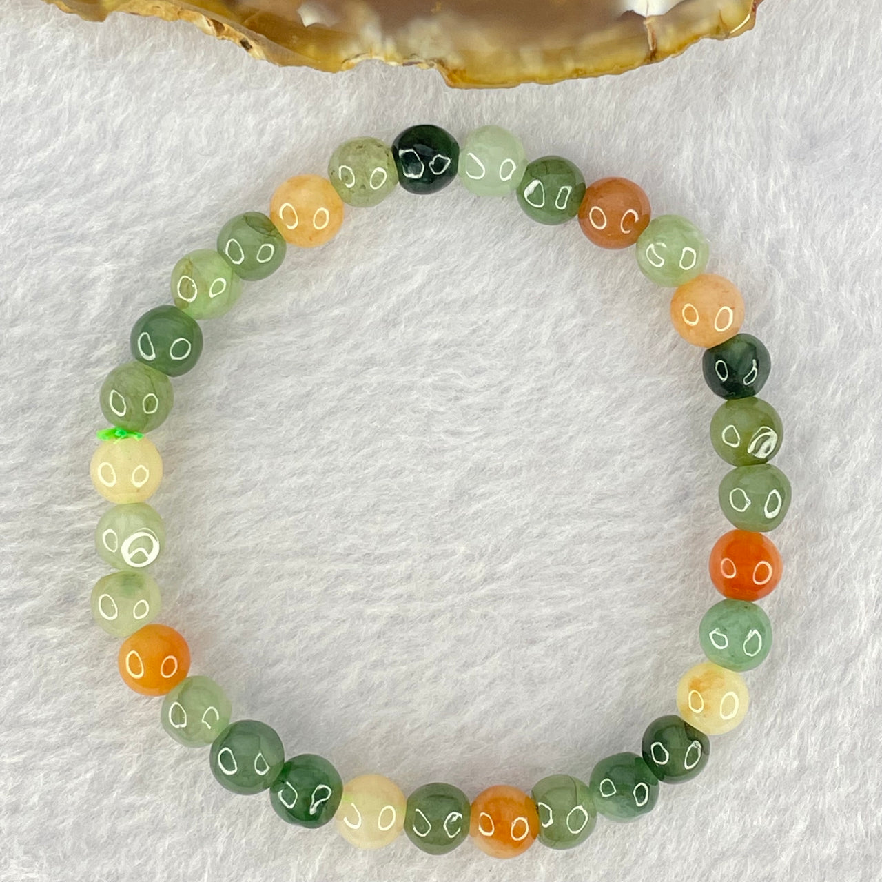 Type A Mixed Color Jadeite Beads Bracelet 9.36g 14cm 5.9mm 31 Beads