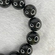 Type A Slightly Translucent Black Grey Wuji Jadeite Beads Bracelet A货半透明黑灰无极翡翠珠手链 106.37g 16.4mm 14 Beads - Huangs Jadeite and Jewelry Pte Ltd