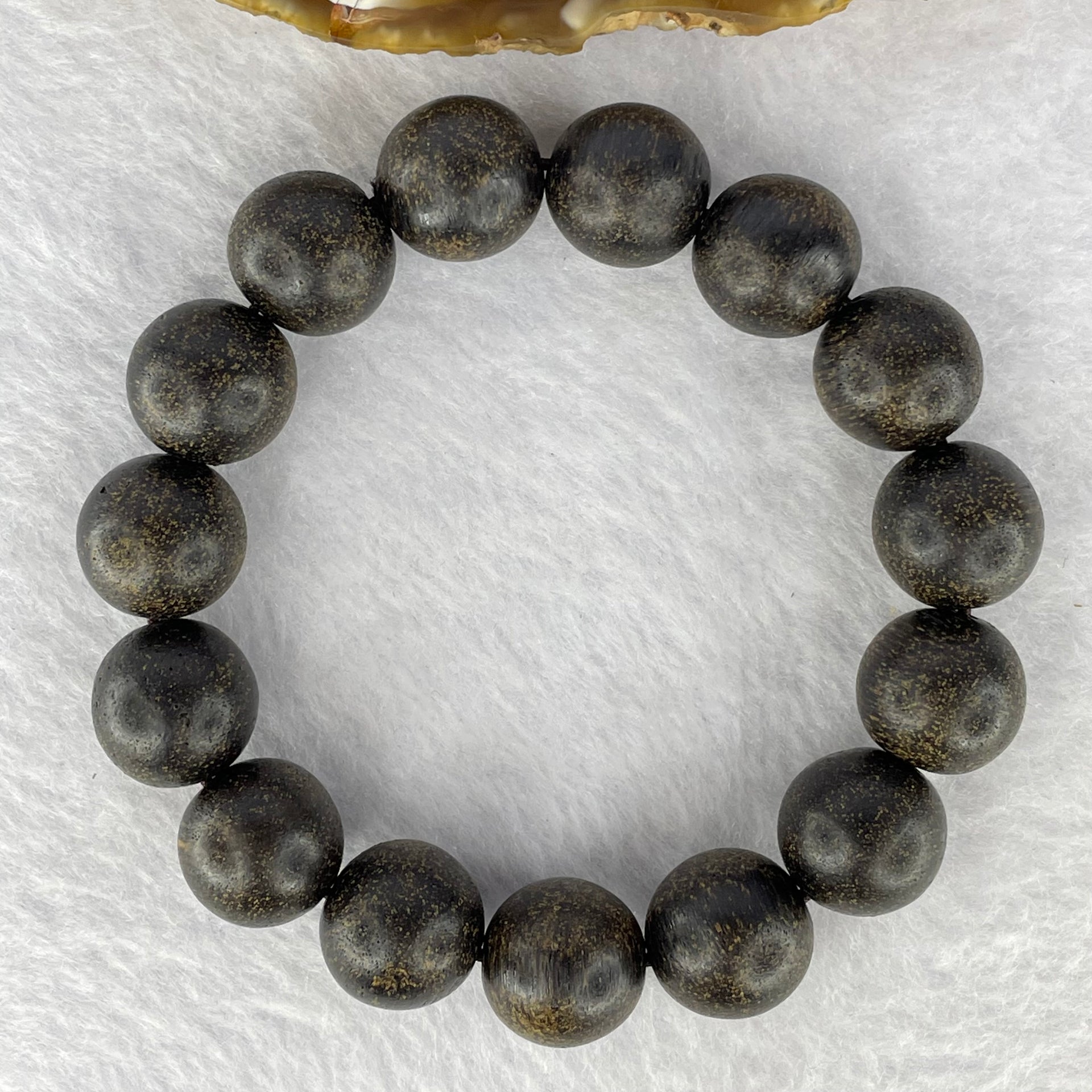 Natural Old Wild Indonesia Agarwood Beads Bracelet (Sinking Type) 天然老野生印尼沉香珠手链 23.04g 13.9 mm 15 Beads - Huangs Jadeite and Jewelry Pte Ltd