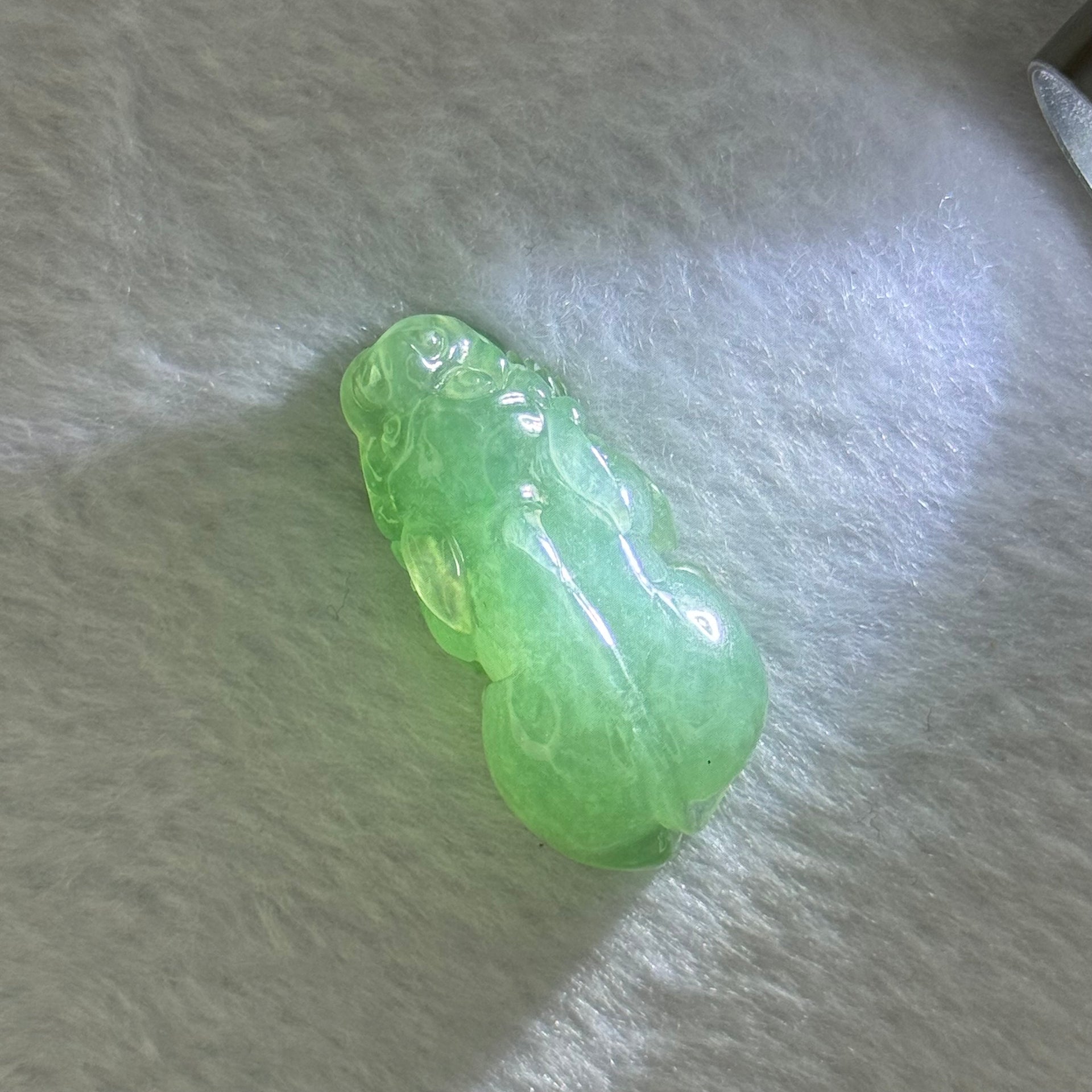 Type A Semi Blueish Green Jadeite Pixiu Charm/Pendent A货蓝水翡翠牌 16.23g 36.9 by 18.2 by 14.0mm - Huangs Jadeite and Jewelry Pte Ltd