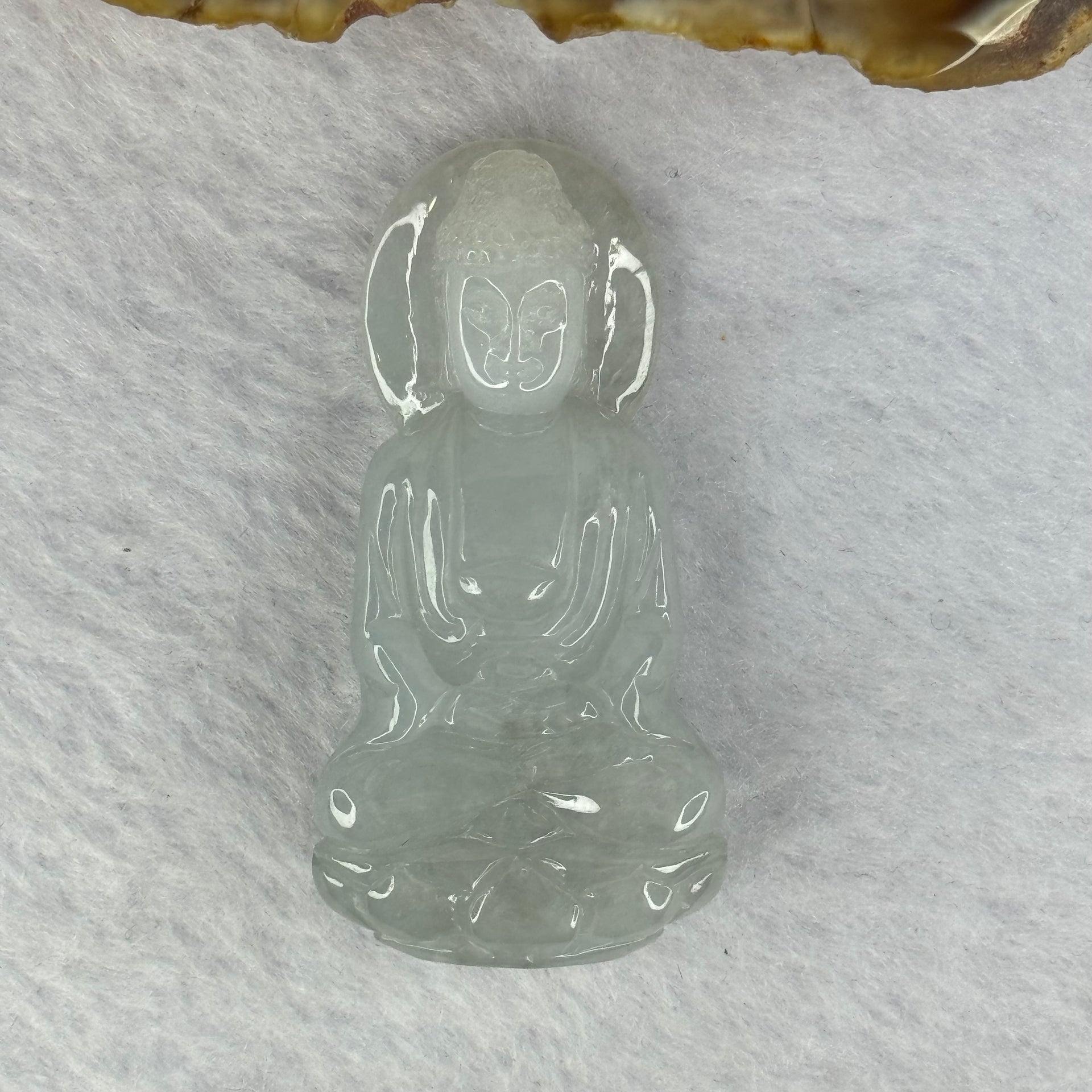 Type A Semi Icy Light Lavender Jadeite Buddha Pendant 25.90g 49.4 by 24.7 by 12.4mm - Huangs Jadeite and Jewelry Pte Ltd