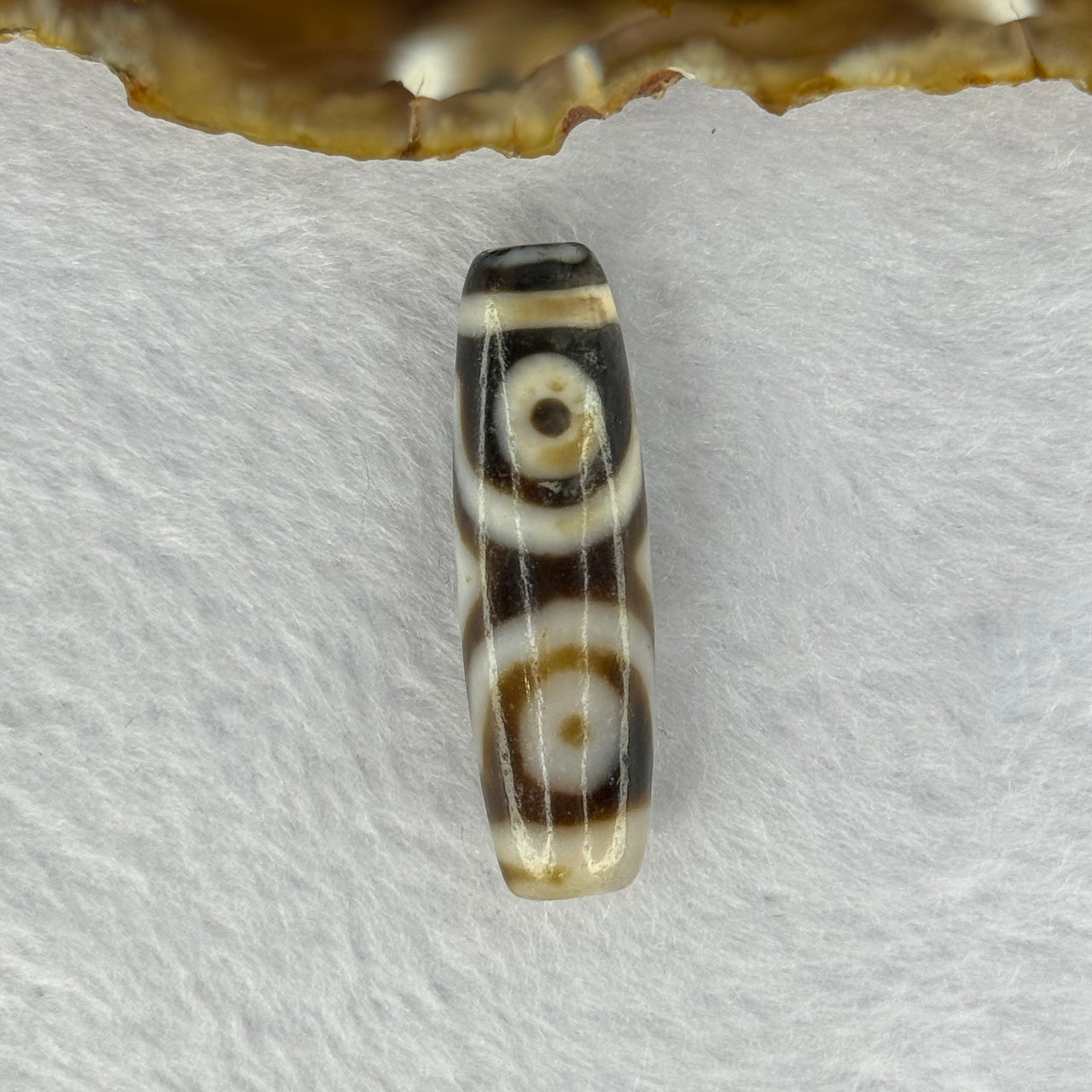 Natural Powerful Tibetan Old Oily Agate 3 Eyes Dzi Bead Heavenly Master (Tian Zhu) 三眼天诛 8.13g 38.7 by 11.7mm - Huangs Jadeite and Jewelry Pte Ltd