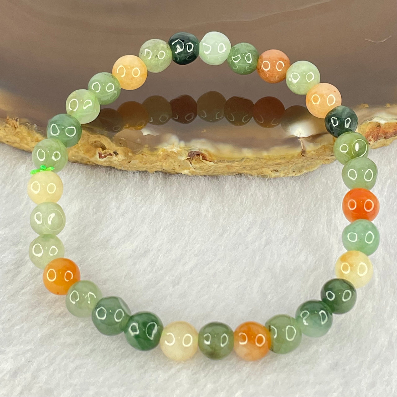 Type A Mixed Color Jadeite Beads Bracelet 9.36g 14cm 5.9mm 31 Beads