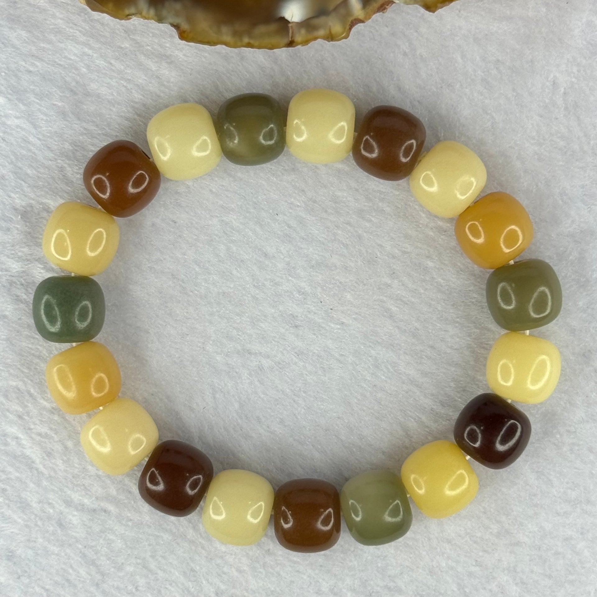 Natural Mixed Color Bodhi Beads Bracelet 天然多宝菩提手链 19.89g 17cm 11.3mm 19 Beads - Huangs Jadeite and Jewelry Pte Ltd