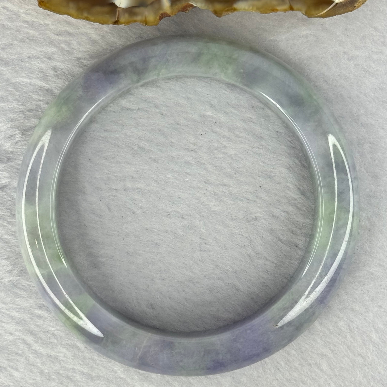 Type A Intense Lavender with Green Piao Hua Jadeite Bangle 58.60g 12.1 by 9.6mm Internal Diameter 54.6mm (External Lines) - Huangs Jadeite and Jewelry Pte Ltd