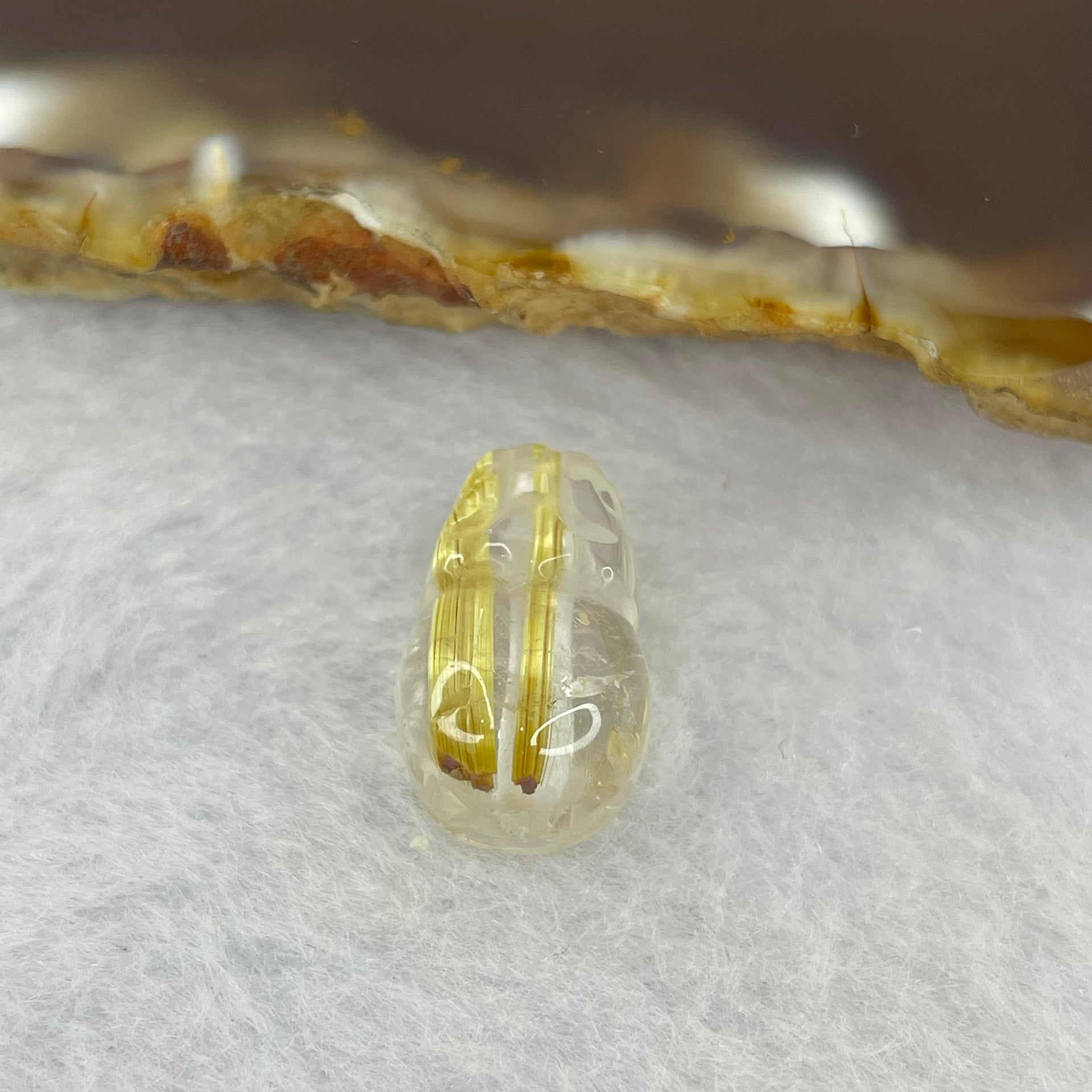 Good Grade Natural Golden Shun Fa Rutilated Quartz Pixiu Charm for Bracelet 天然金顺发水晶貔貅 1.94g 15.0 by 9.6 by 7.8mm - Huangs Jadeite and Jewelry Pte Ltd