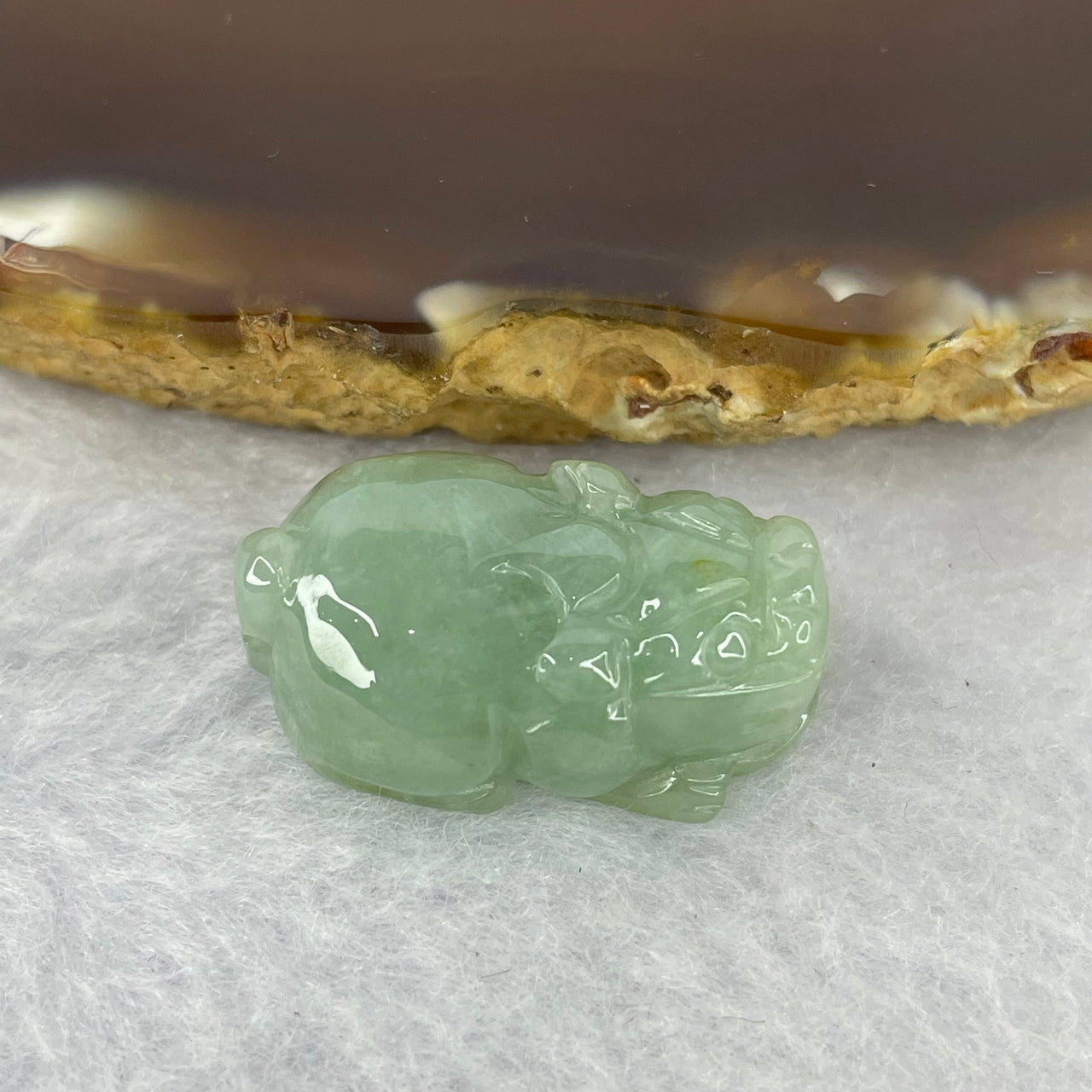 Type A Jelly Green Jadeite Pixiu Pendent A货绿色翡翠貔貅牌 6.91g 23.6 by 15.1  by 9.8 mm - Huangs Jadeite and Jewelry Pte Ltd