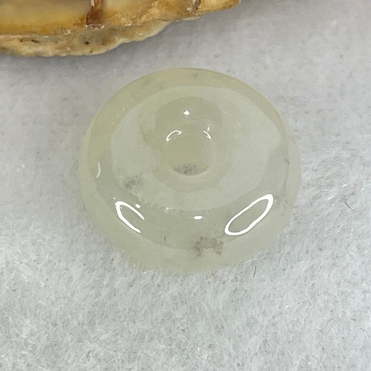 Type A Semi Icy Faint Green Jadeite Ping An Kou Charm/Pendant 2.05g 13.0 by 5.9mm